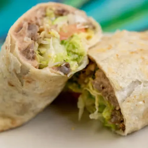 Authentic Mexican Burrito - Meat, Beans, Rice, and Cheese